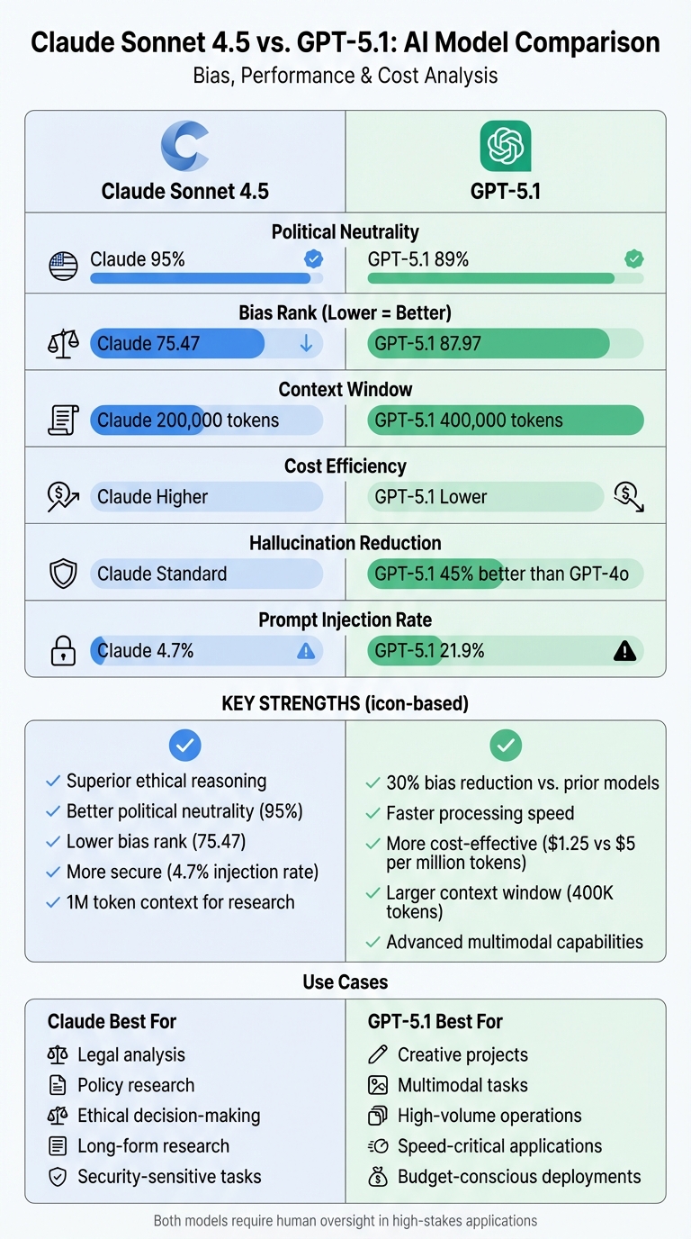 Claude vs GPT-5.1 AI Model Comparison: Bias, Performance and Cost Metrics
