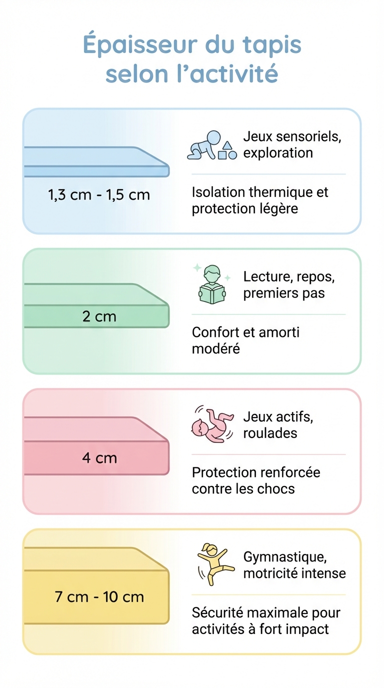 Guide d'épaisseur des tapis de crèche selon les activités