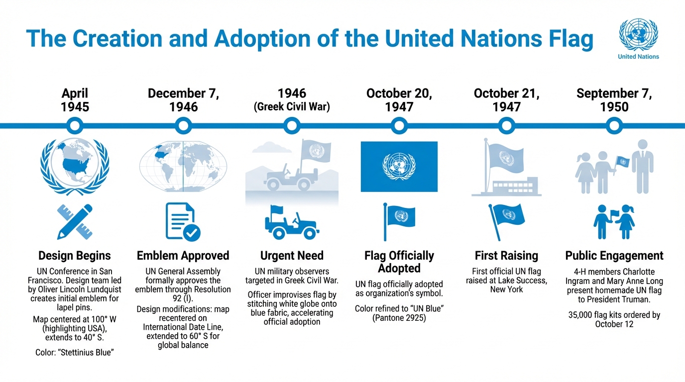United Nations Flag History Timeline 1945-1950
