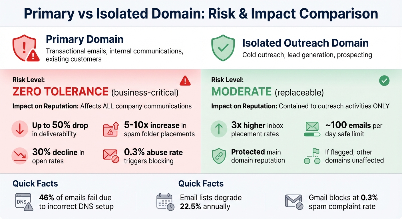 Primary vs Isolated Domain Risk Comparison for Email Outreach