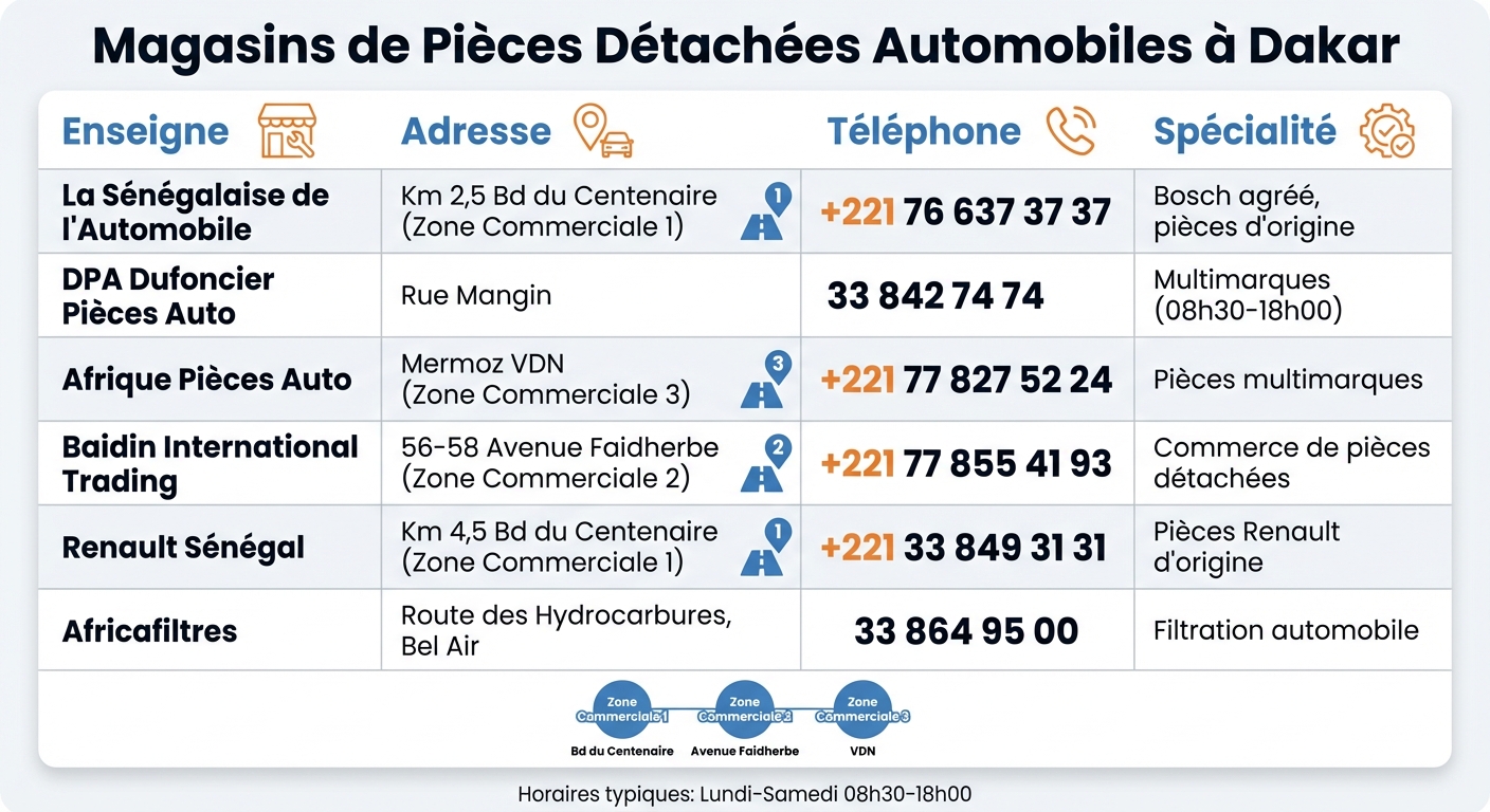 Guide des magasins de pièces détachées automobiles à Dakar