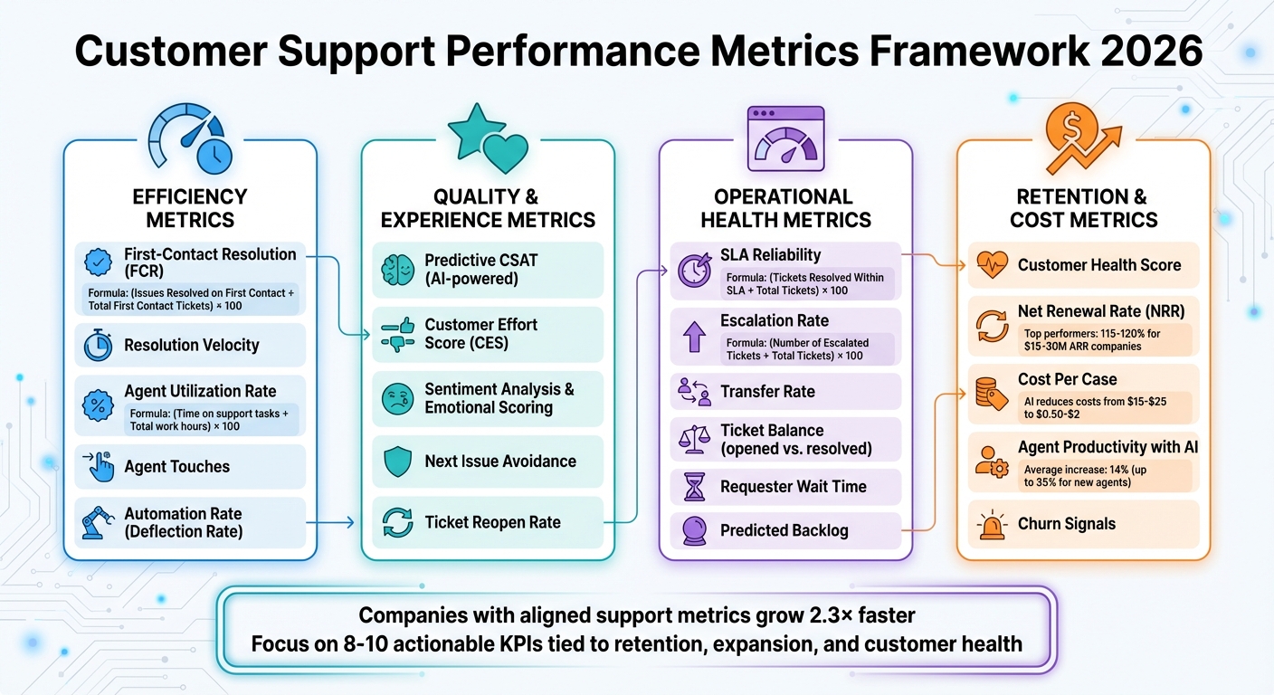 Customer Support Performance Metrics Framework 2026: Four Key Categories