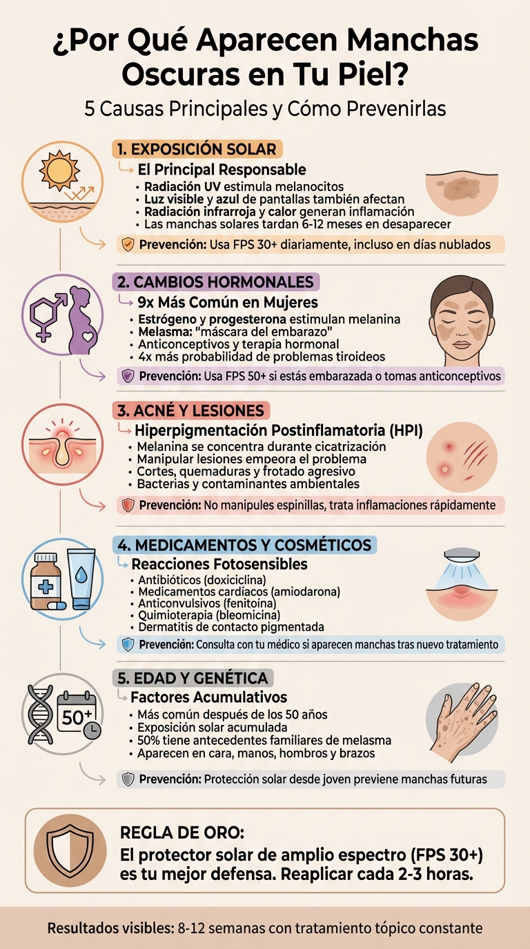 5 causas principales de manchas oscuras en la piel y cómo prevenirlas