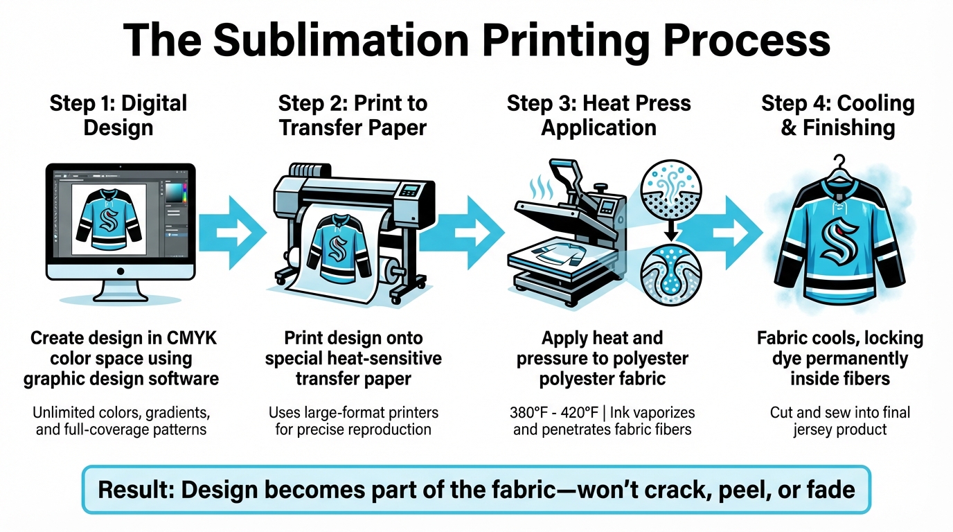 Sublimation Printing Process: 4 Steps from Design to Finished Hockey Jersey