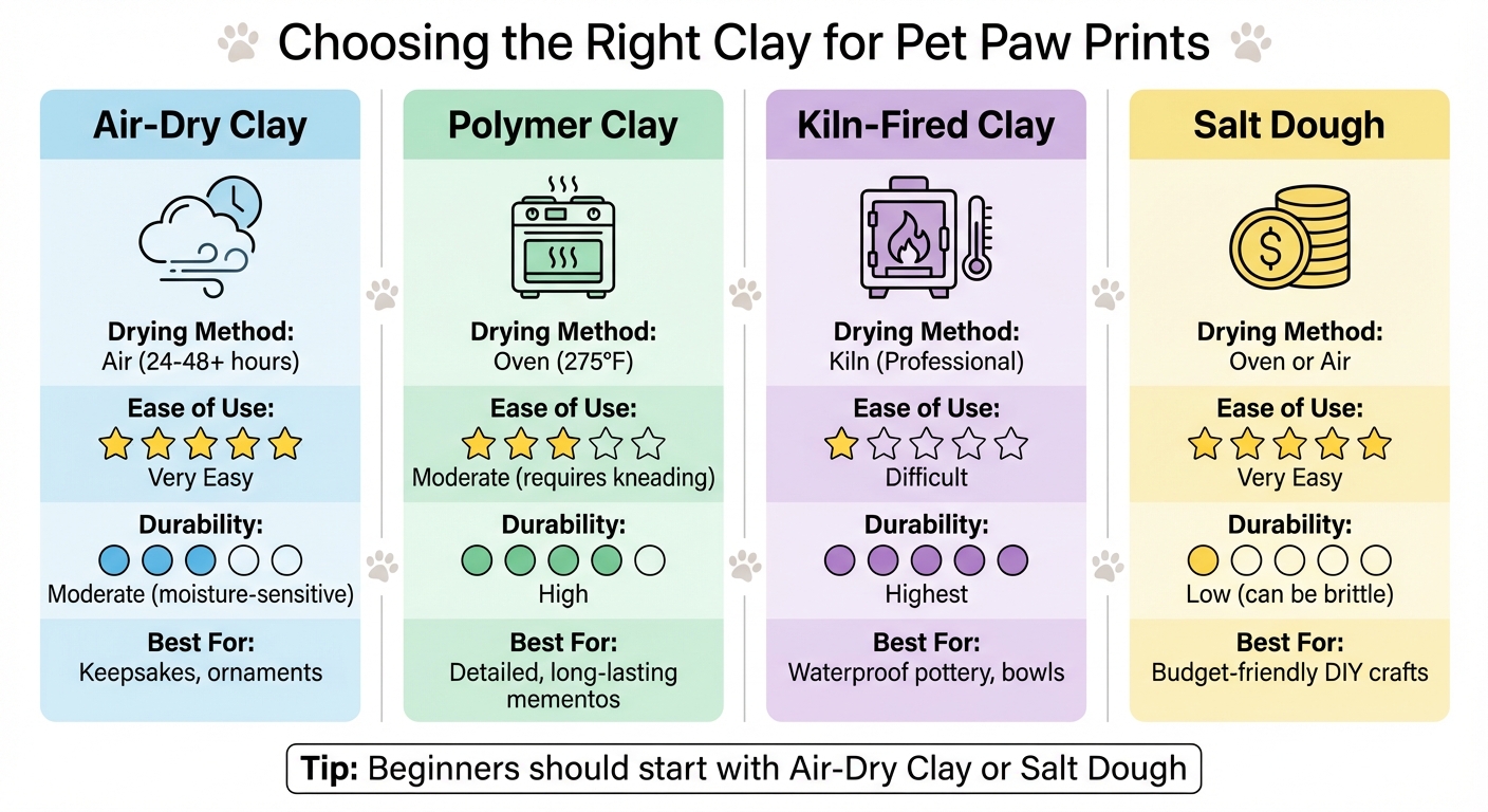 Pet Paw Print Clay Types Comparison Guide