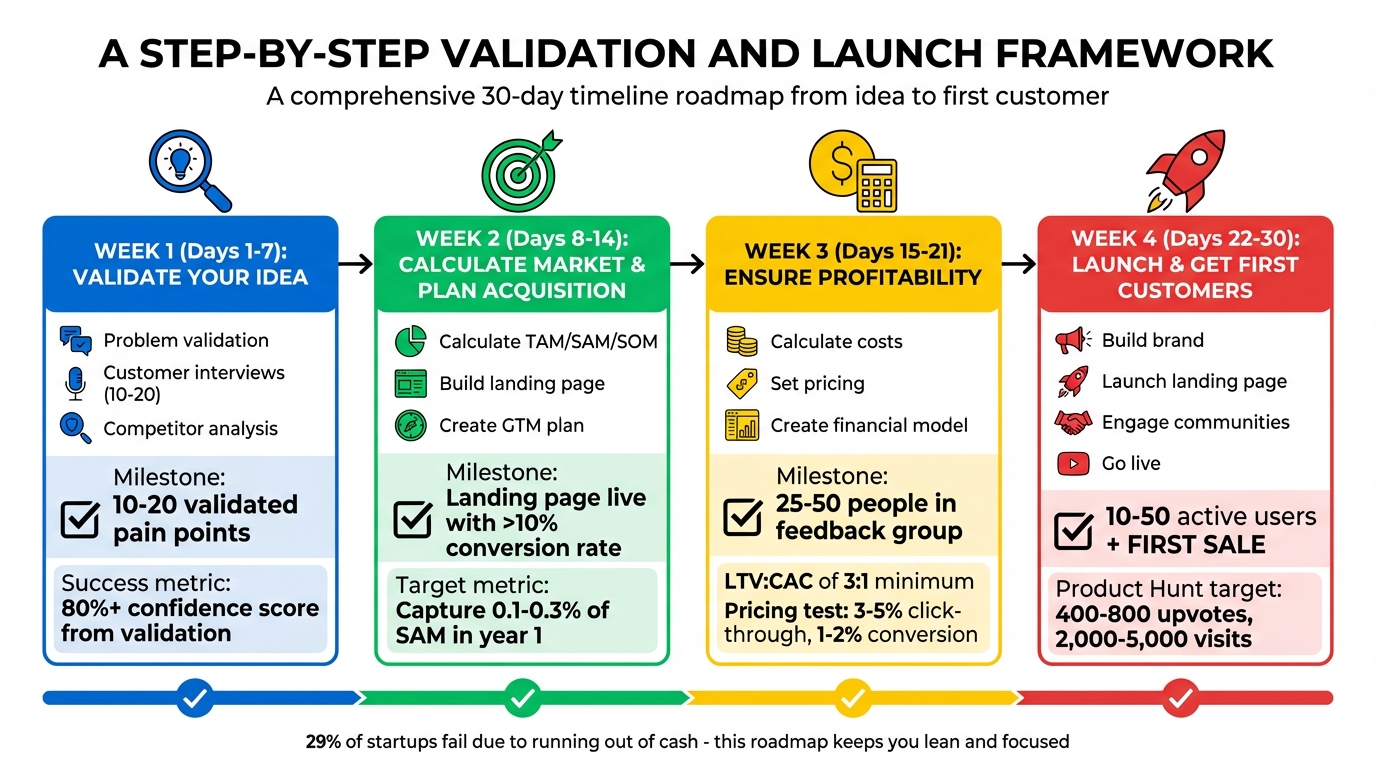 30-Day Startup Launch Roadmap: From Idea Validation to First Customer