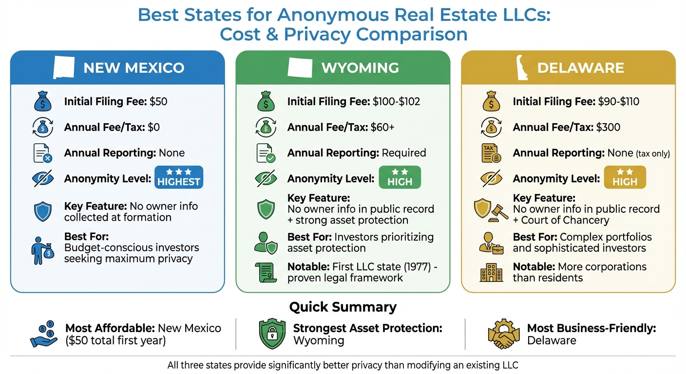 Privacy State LLC Comparison: New Mexico vs Wyoming vs Delaware Costs and Features