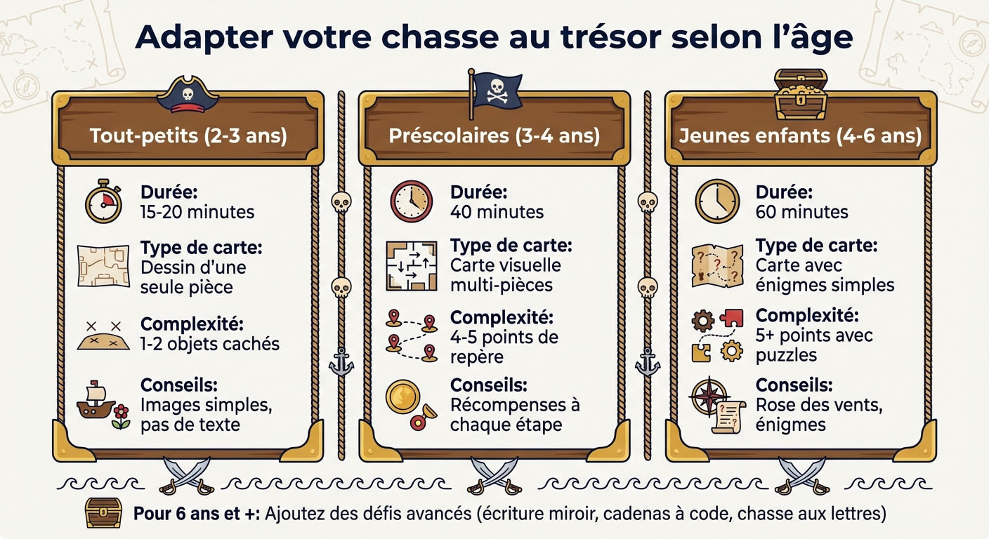 Guide des chasses au trésor pirate par groupe d'âge