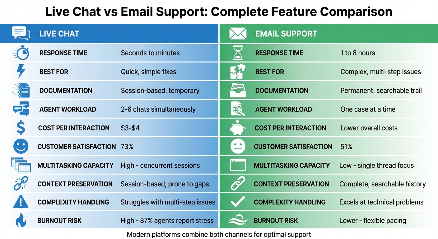 Live Chat vs Email Support: Complete Feature Comparison