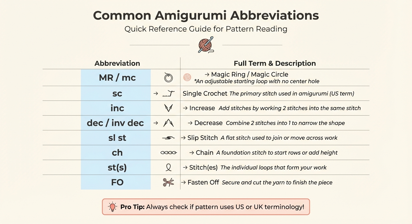 Common Amigurumi Pattern Abbreviations and Their Meanings