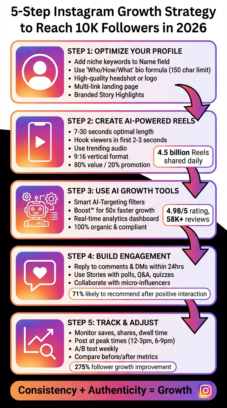 5-Step Instagram Growth Strategy to Reach 10K Followers in 2026