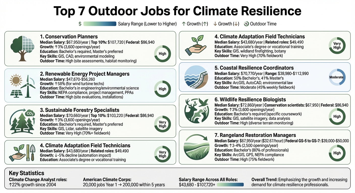 7 Outdoor Climate Resilience Jobs: Salaries, Growth & Requirements Comparison