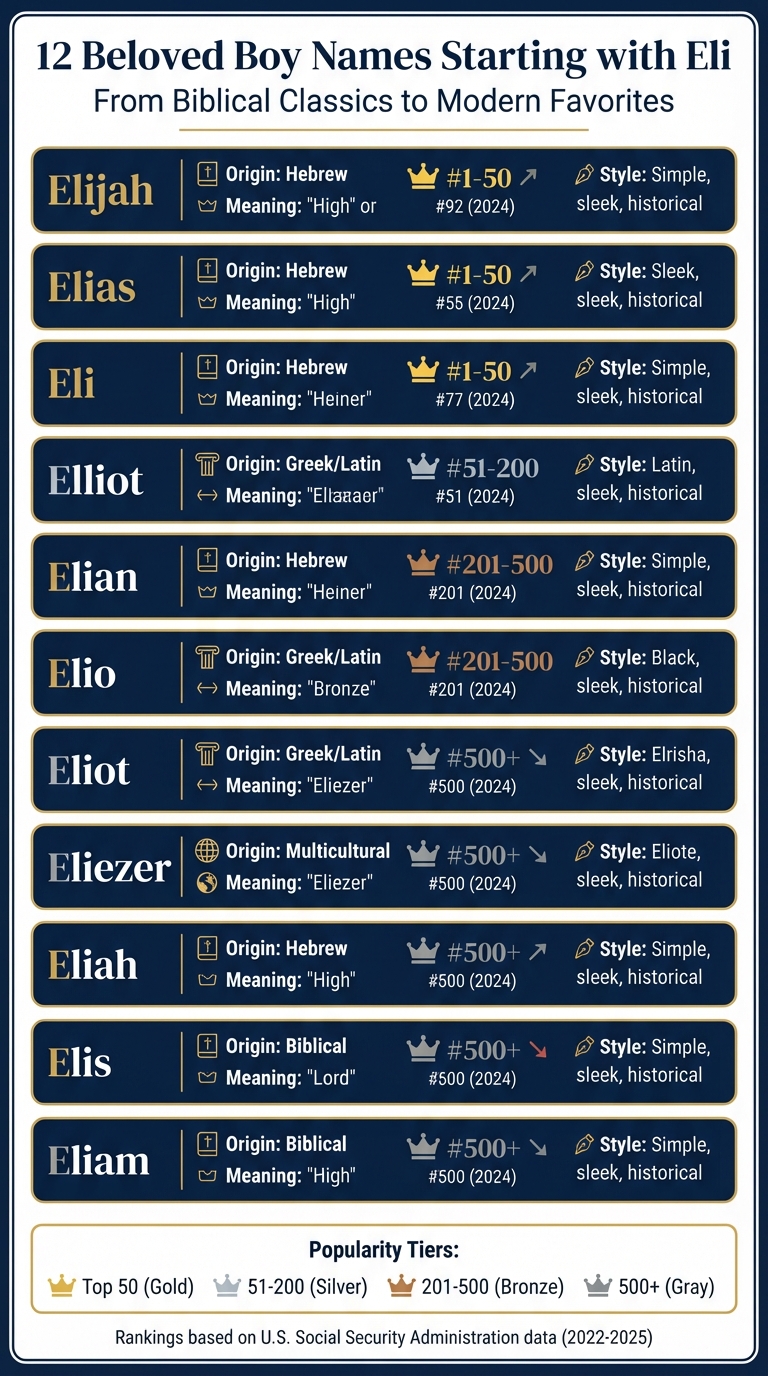 12 Boy Names Starting with Eli: Meanings, Origins, and Popularity Rankings