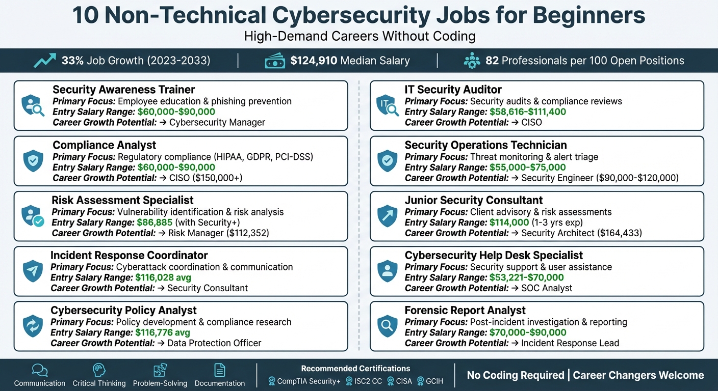 10 Non-Technical Cybersecurity Jobs: Roles, Salaries, and Career Paths