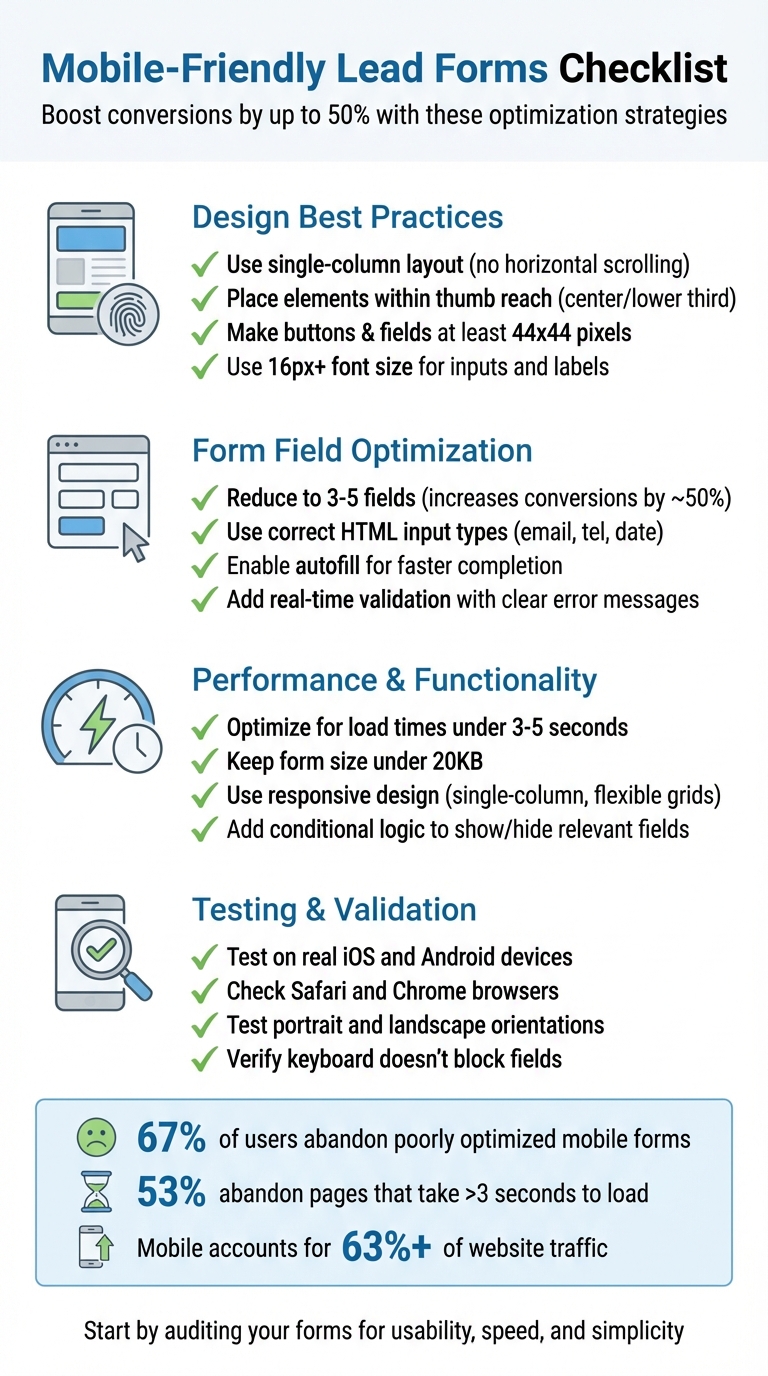 Mobile-Friendly Lead Form Optimization Checklist