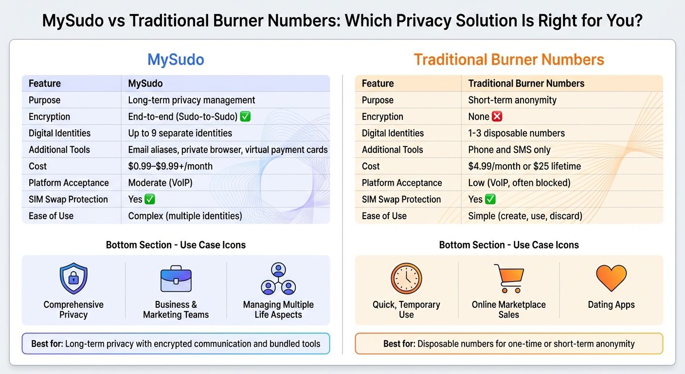 MySudo vs Traditional Burner Numbers 3 MySudo vs Traditional Burner Numbers: Feature Comparison Chart