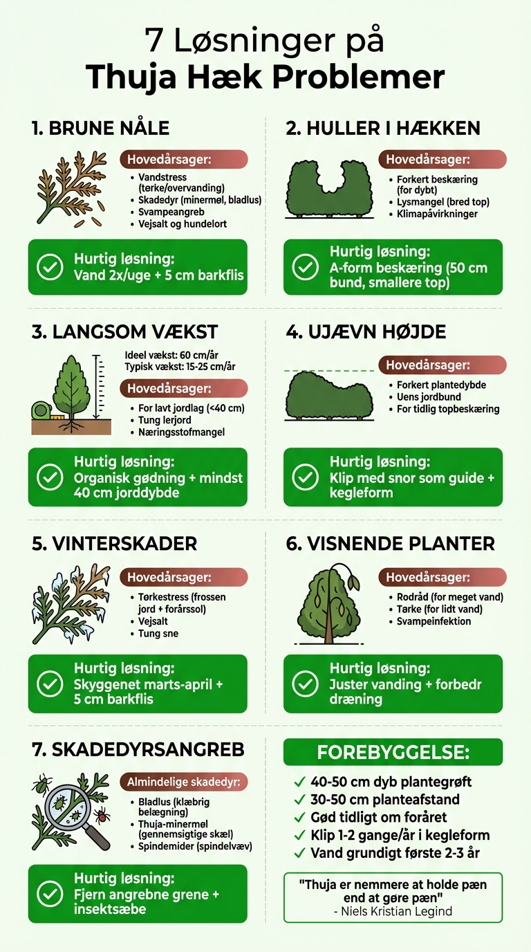 7 almindelige thuja hæk problemer og deres løsninger