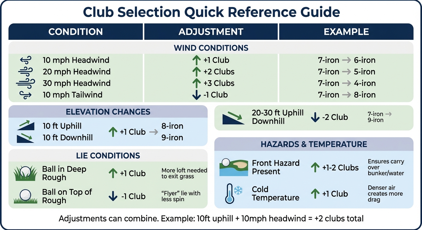 Golf Club Selection Adjustment Guide for Wind, Elevation and Course Conditions