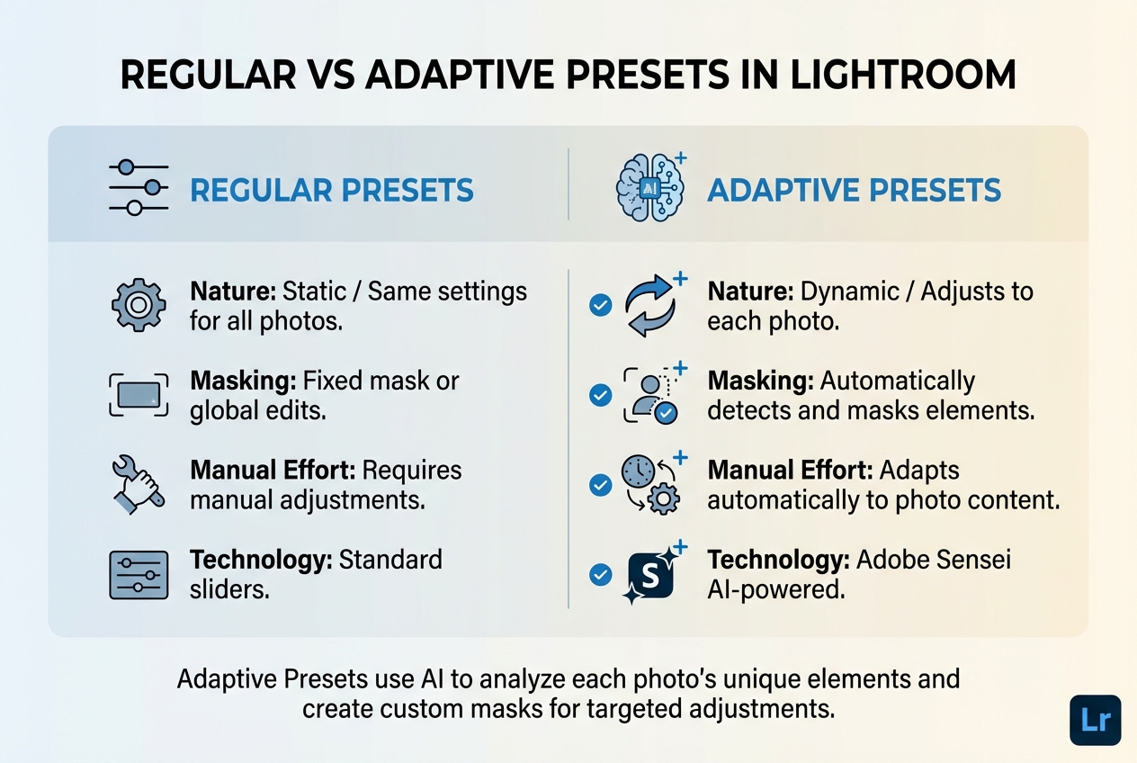 Regular Presets vs Adaptive Presets in Lightroom
