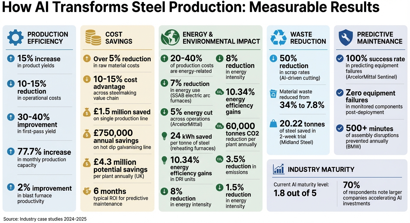 AI Impact on Steel Production: Key Performance Metrics and Cost Savings