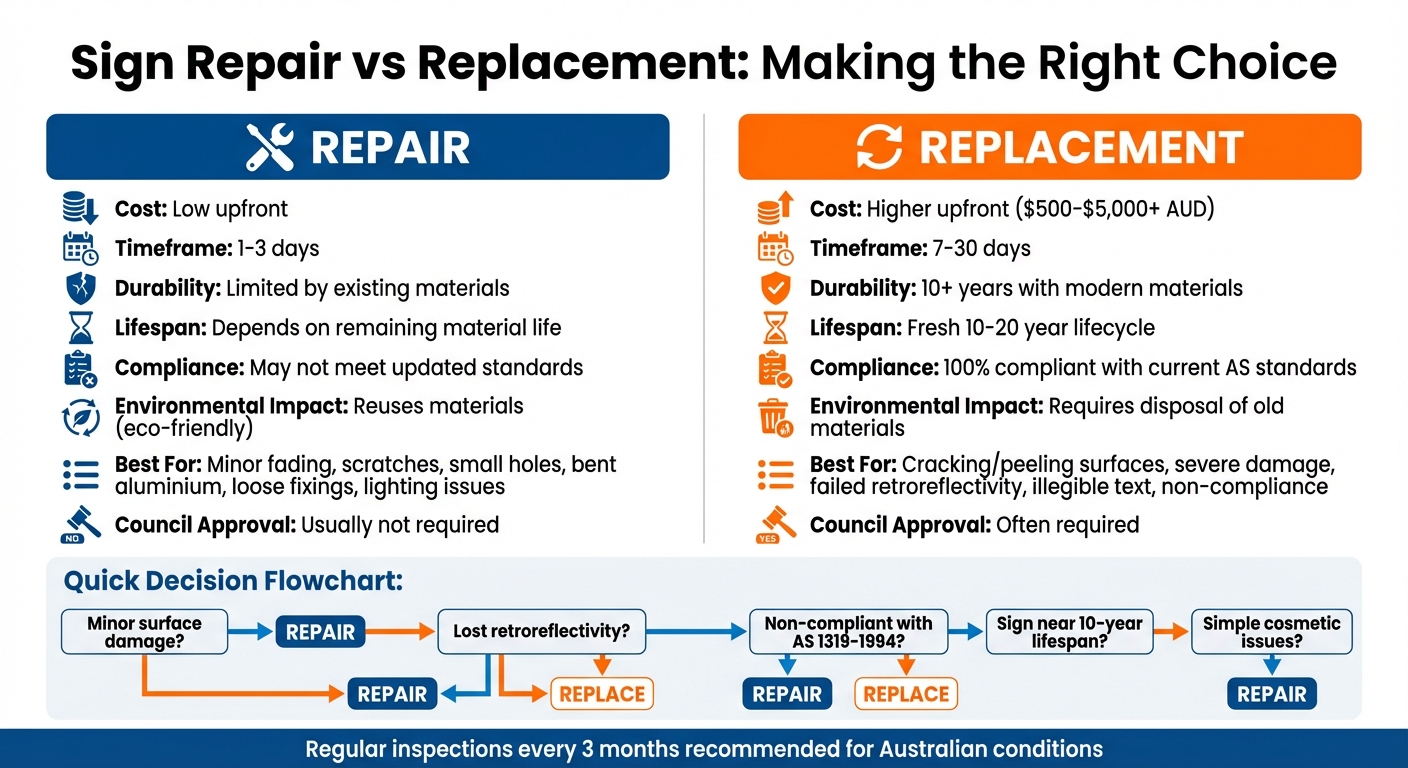 Sign Repair vs Replacement Comparison Chart for Australian Businesses