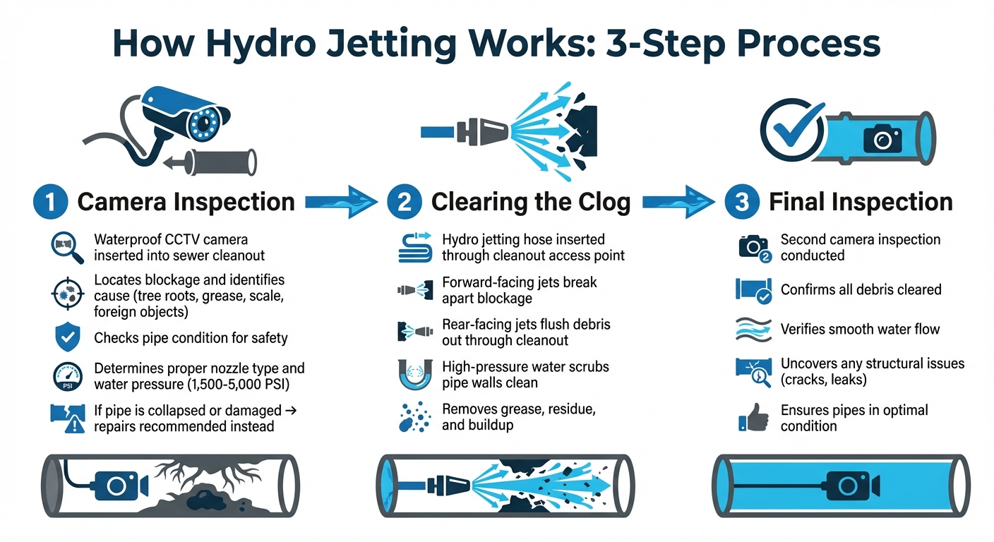 Hydro Jetting Process: 3-Step Sewer Line Cleaning Method