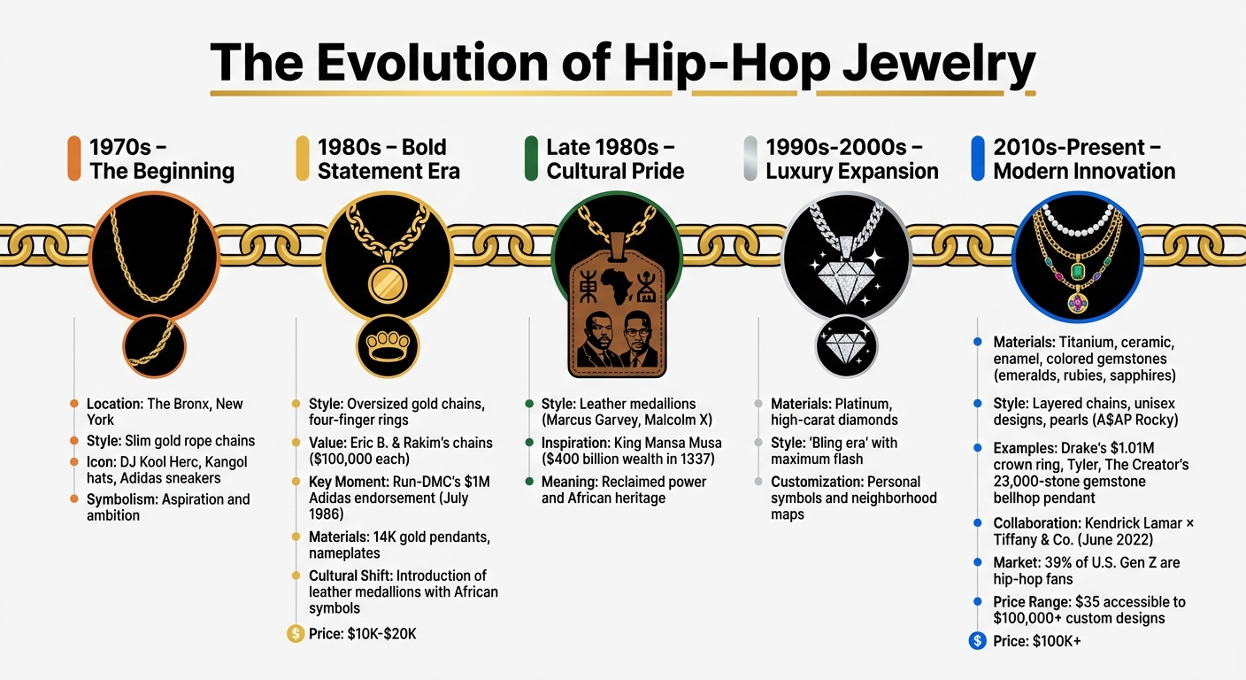 Evolution of Hip-Hop Jewelry from 1970s to Present