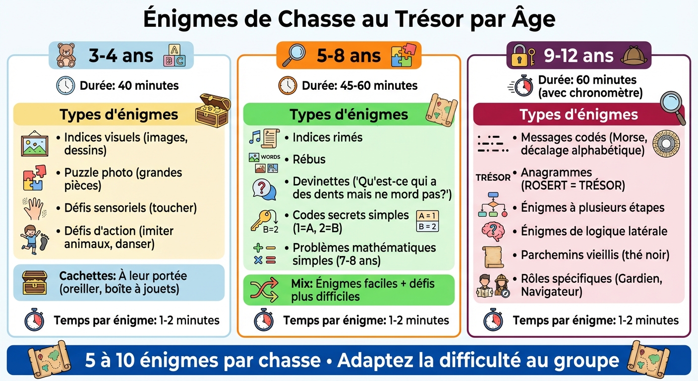 Guide des énigmes de chasse au trésor par tranche d'âge