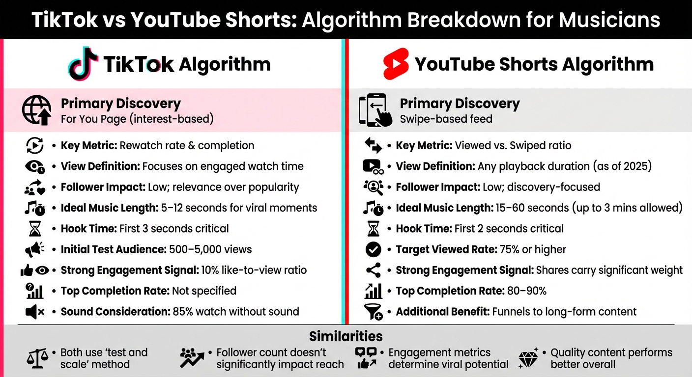 TikTok vs YouTube Shorts Algorithm Comparison for Music Promotion