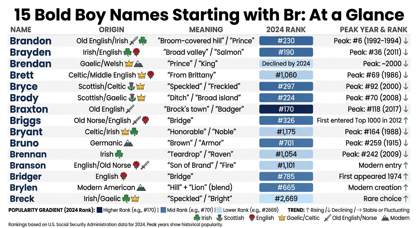 Boy Names Starting with Br: Popularity Rankings and Meanings Comparison