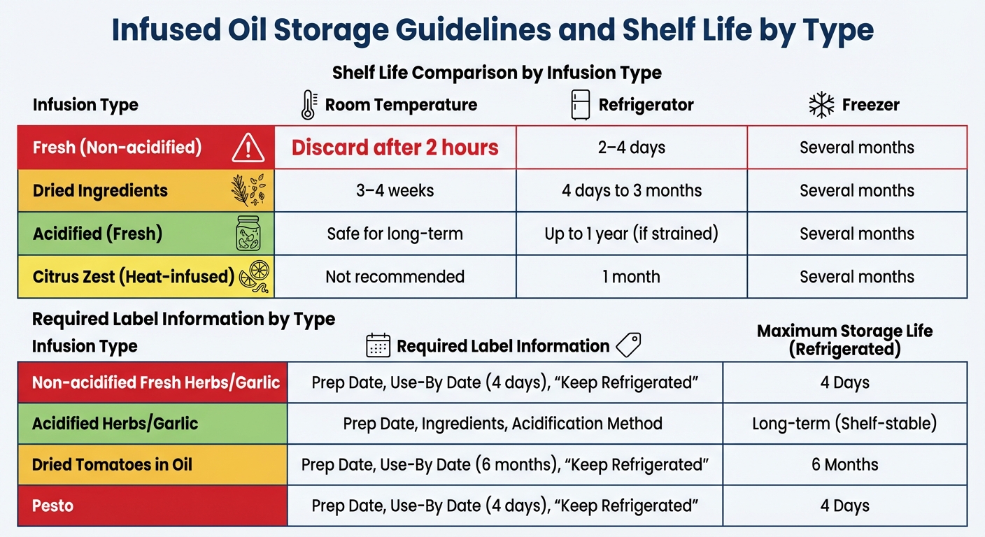 Infused Oil Storage Guidelines and Shelf Life by Type