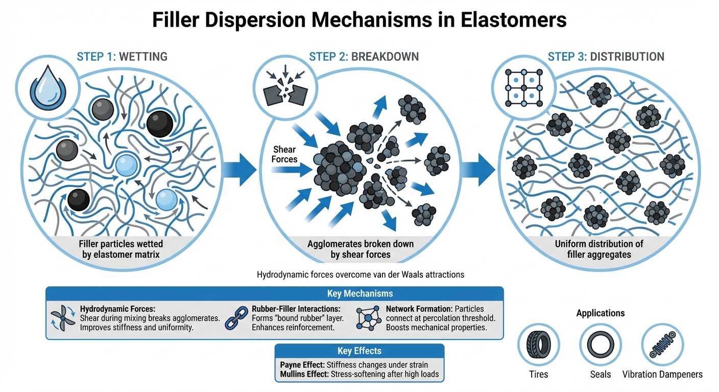 Three-Step Filler Dispersion Process in Elastomers