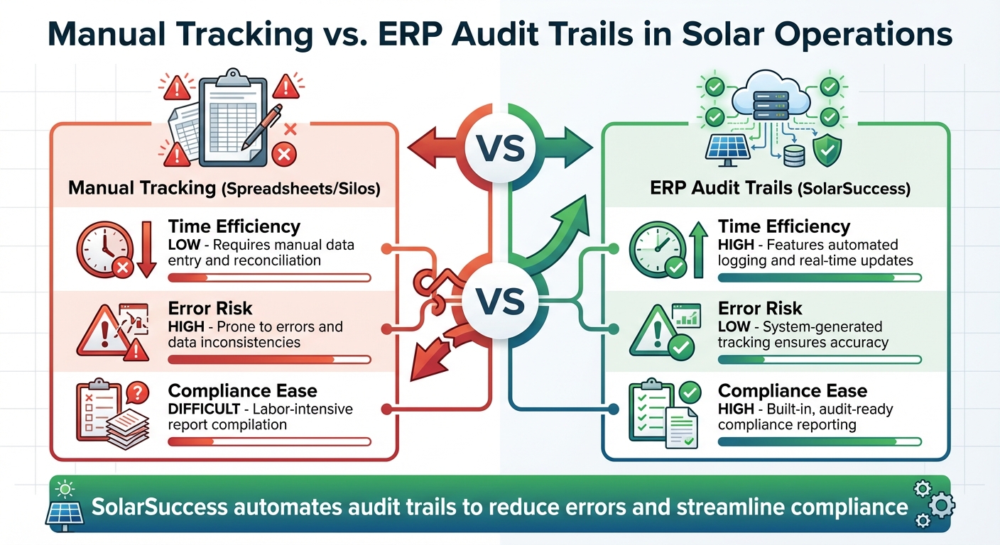 Manual Tracking vs ERP Audit Trails Comparison for Solar Companies
