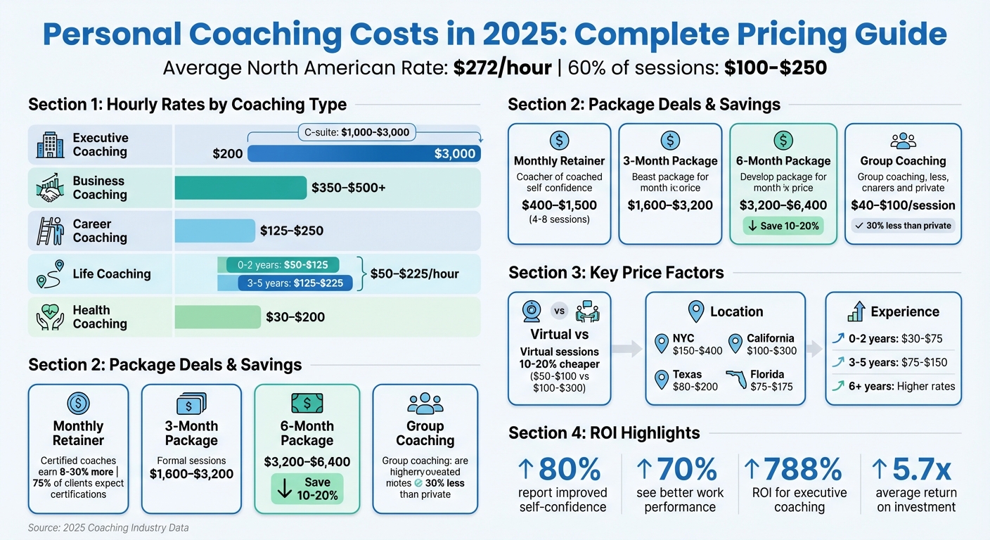 Personal Coaching Costs by Type in 2025: Hourly Rates and Package Pricing