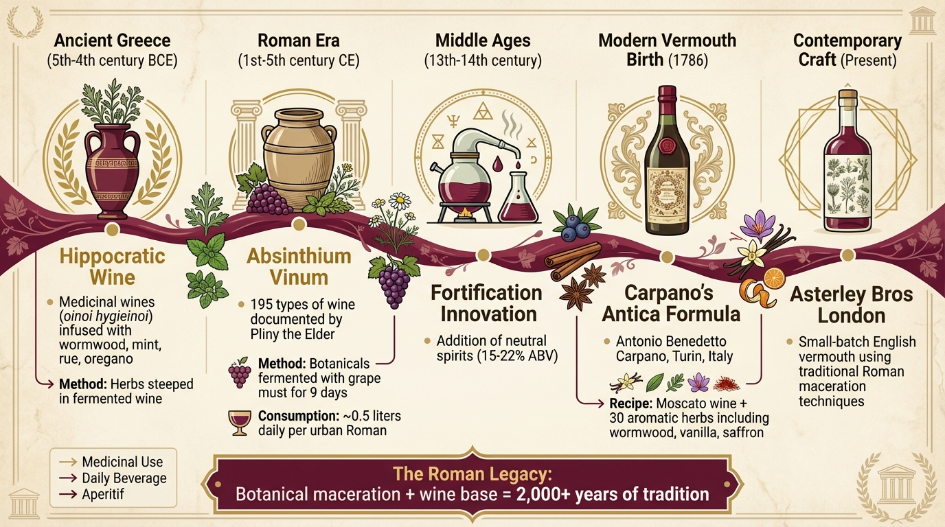 Evolution of Vermouth: From Ancient Greek Medicinal Wines to Modern Craft Production
