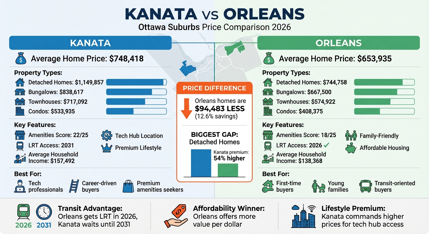 Kanata vs Orleans Housing Price Comparison 2026