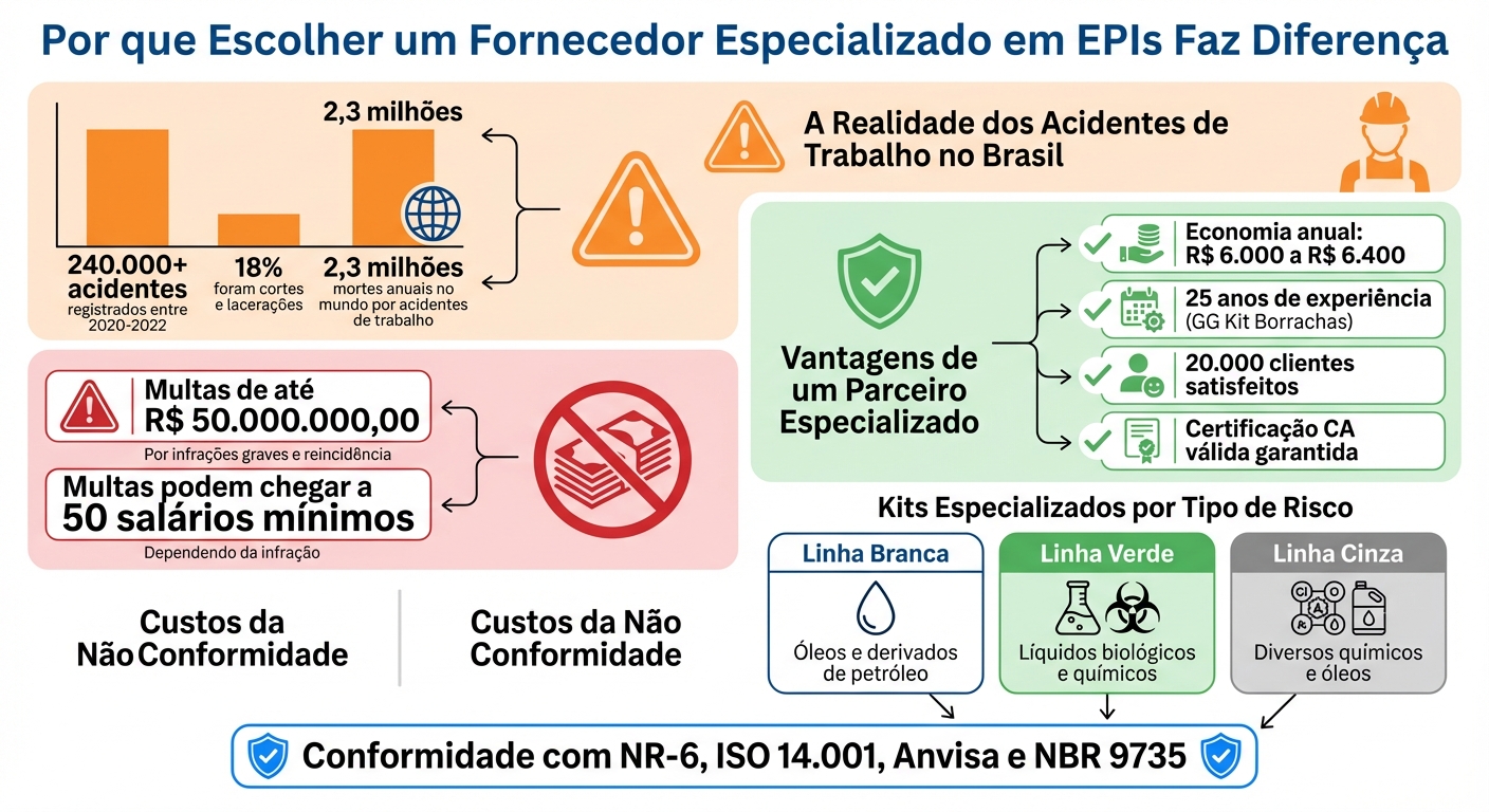 Impacto dos Acidentes de Trabalho e Benefícios de EPIs Especializados no Brasil
