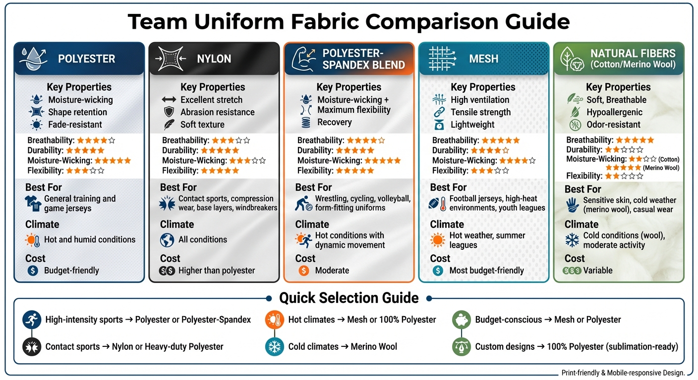 Team Uniform Fabric Comparison Guide: Properties and Best Uses