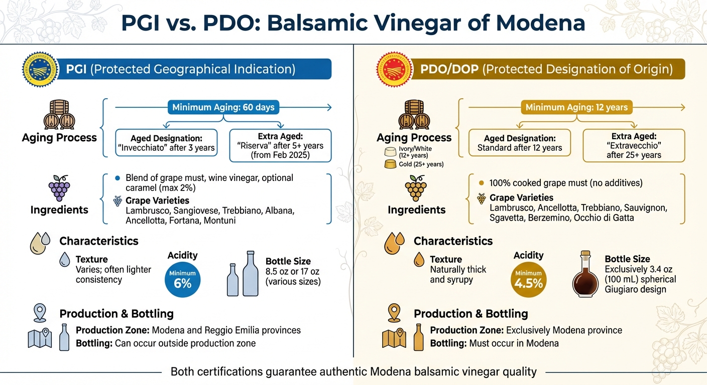 PGI vs PDO Balsamic Vinegar of Modena Comparison Chart