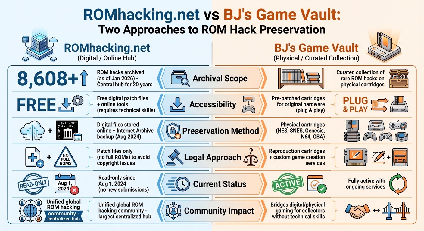 ROMhacking.net vs BJ's Game Vault: Digital vs Physical ROM Hack Preservation