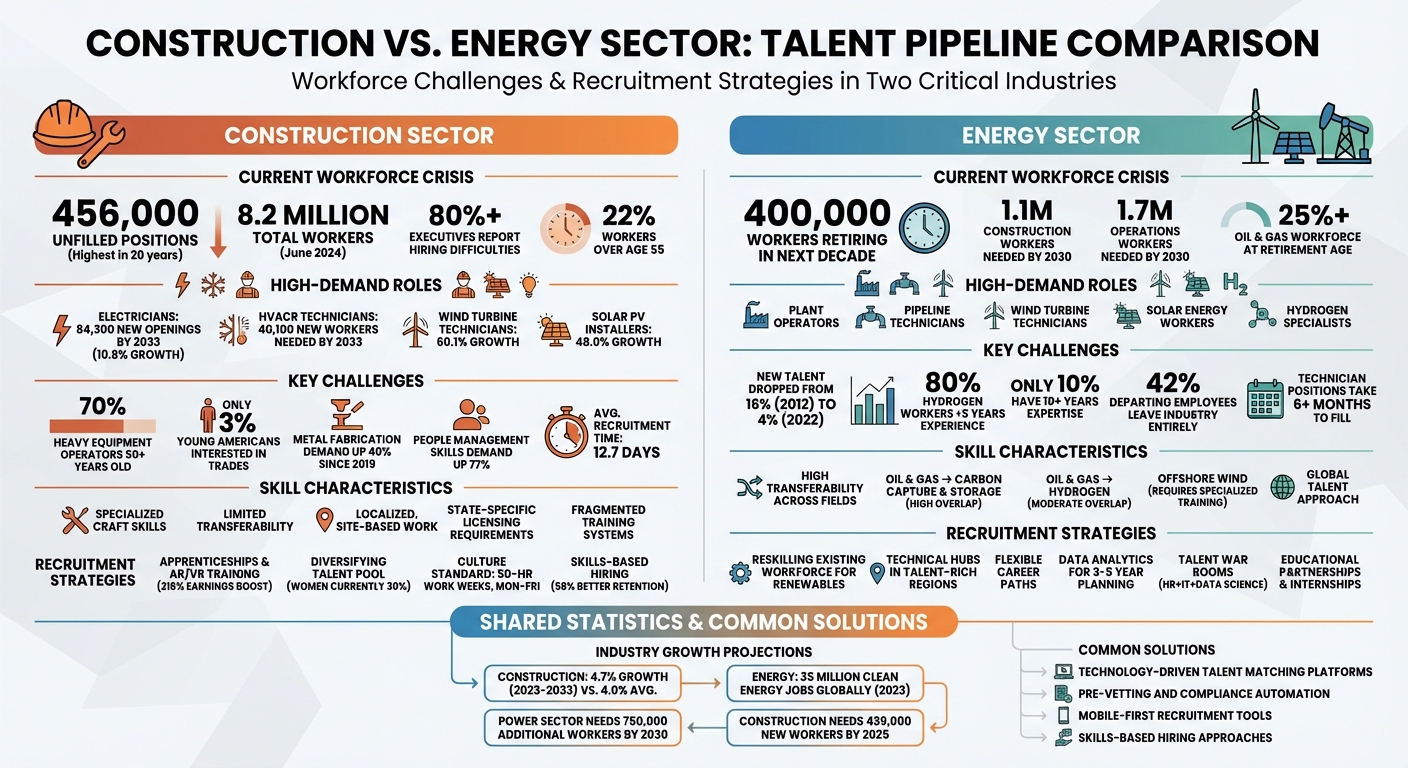 Construction vs Energy Sector Workforce Challenges and Recruitment Strategies Comparison