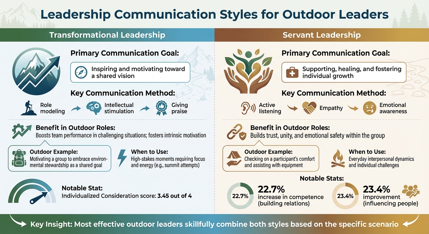 Transformational vs Servant Leadership Communication Styles in Outdoor Settings