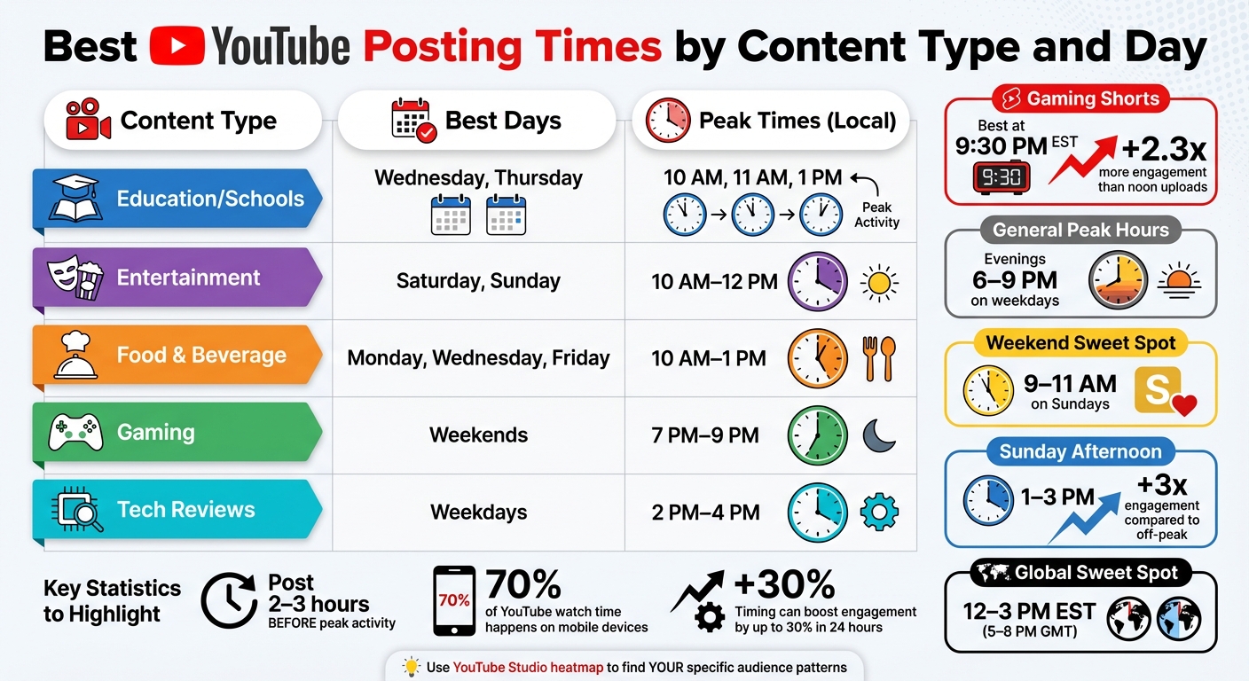 Best YouTube Posting Times by Content Type and Day
