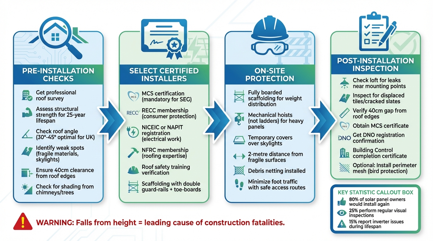 4-Stage Solar Panel Roof Protection Process: Pre-Installation to Post-Installation Checklist