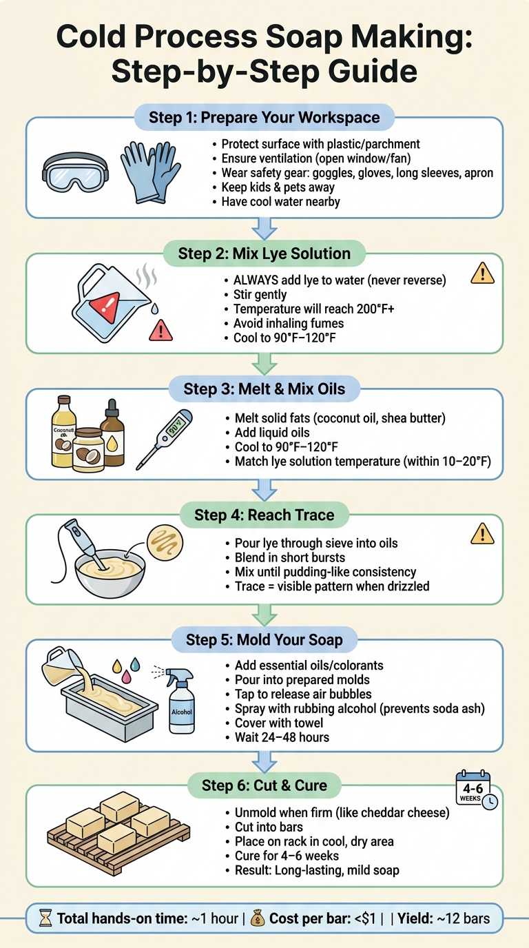 Cold Process Soap Making: 6-Step Visual Guide from Preparation to Curing