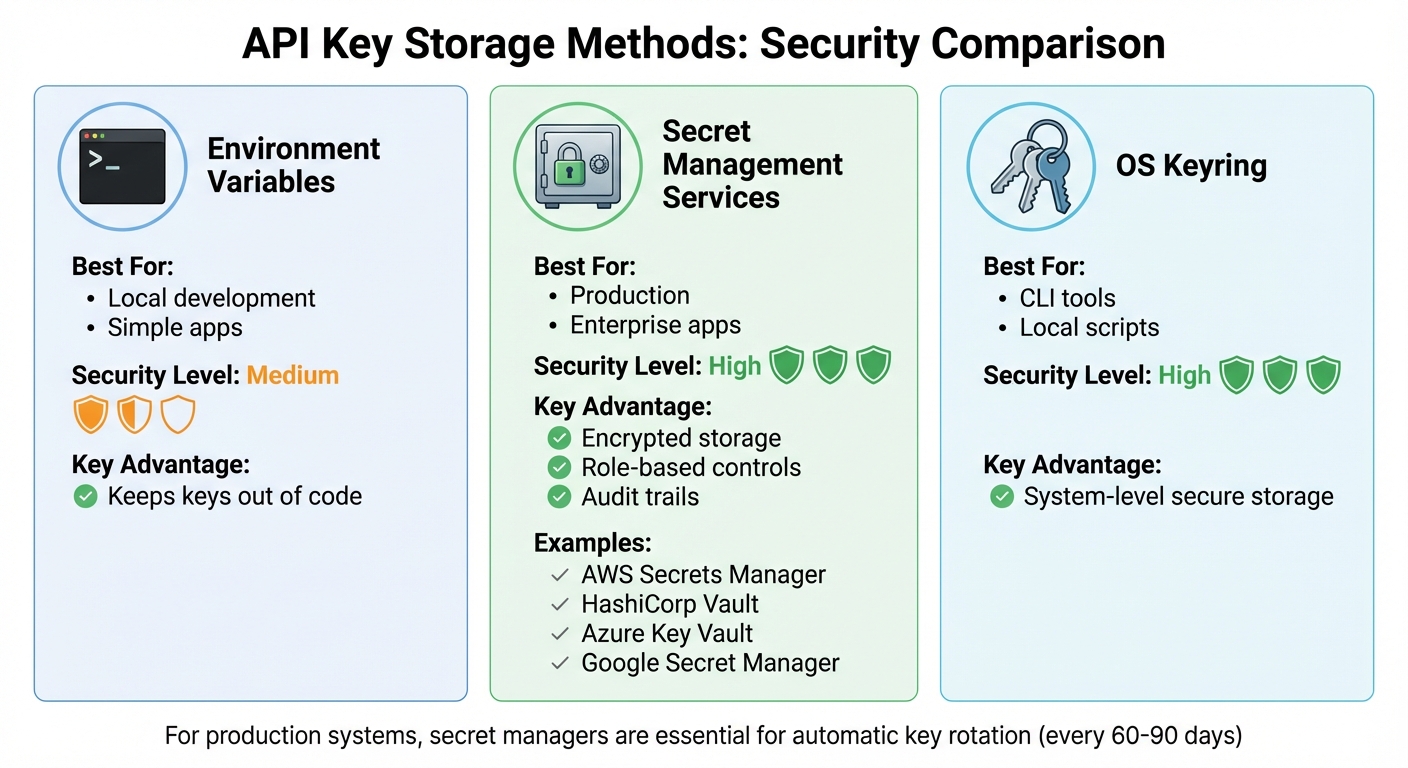 API Key Storage Methods Comparison: Security Levels and Best Use Cases
