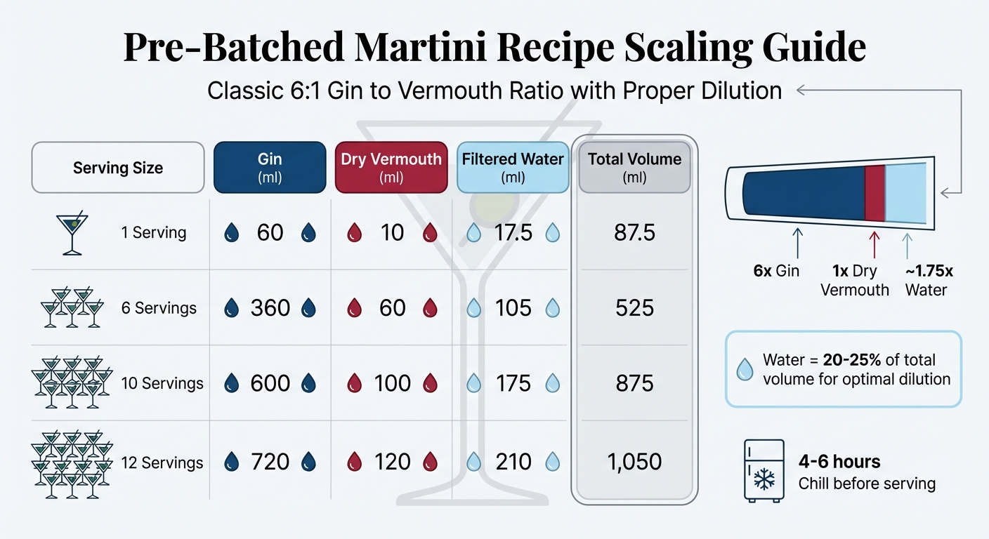 Pre-Batched Martini Recipe Scaling Guide: Ingredient Ratios for 1-12 Servings