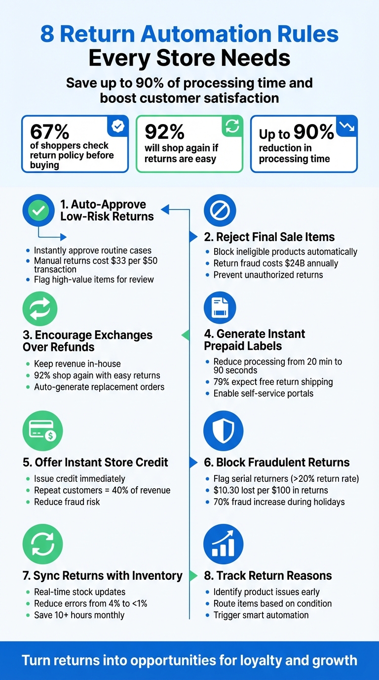 8 Essential Return Automation Rules for E-commerce Stores