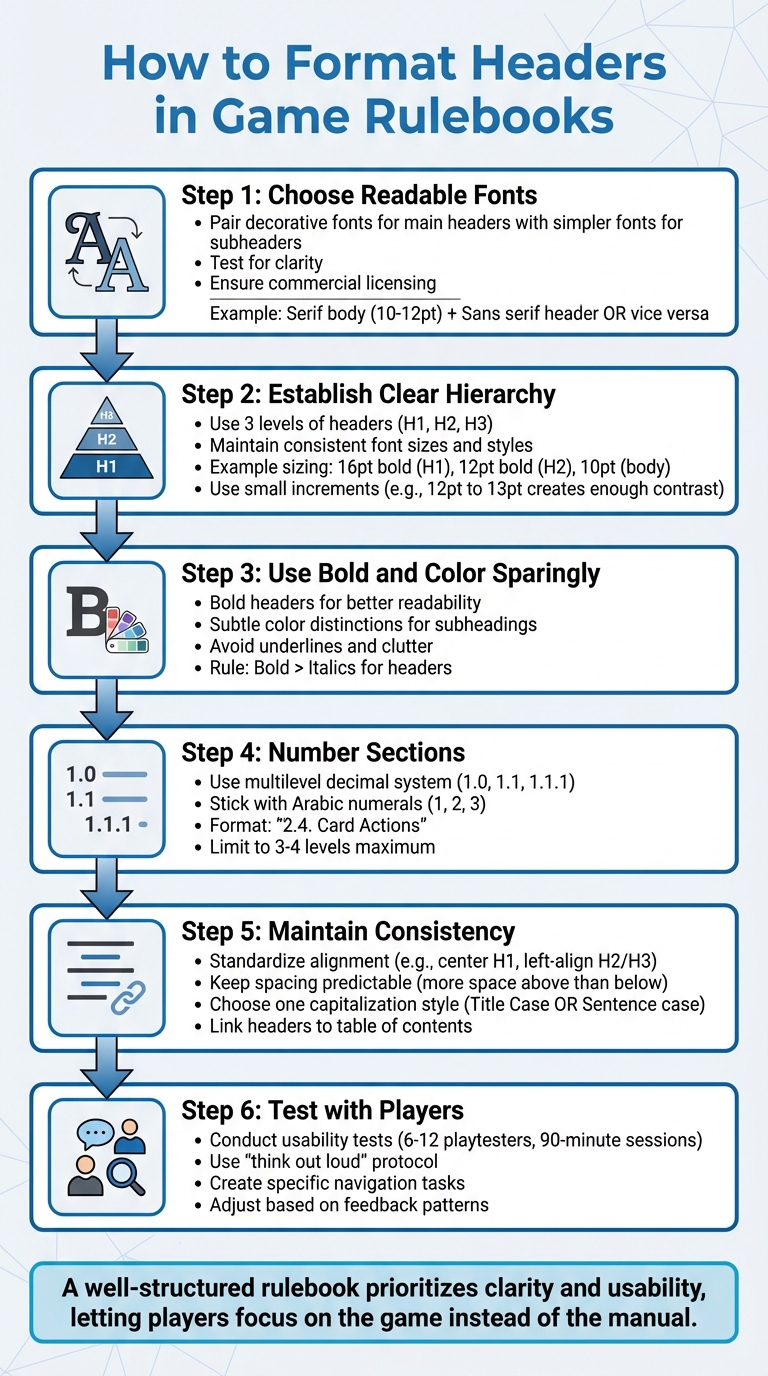 6-Step Process for Formatting Game Rulebook Headers