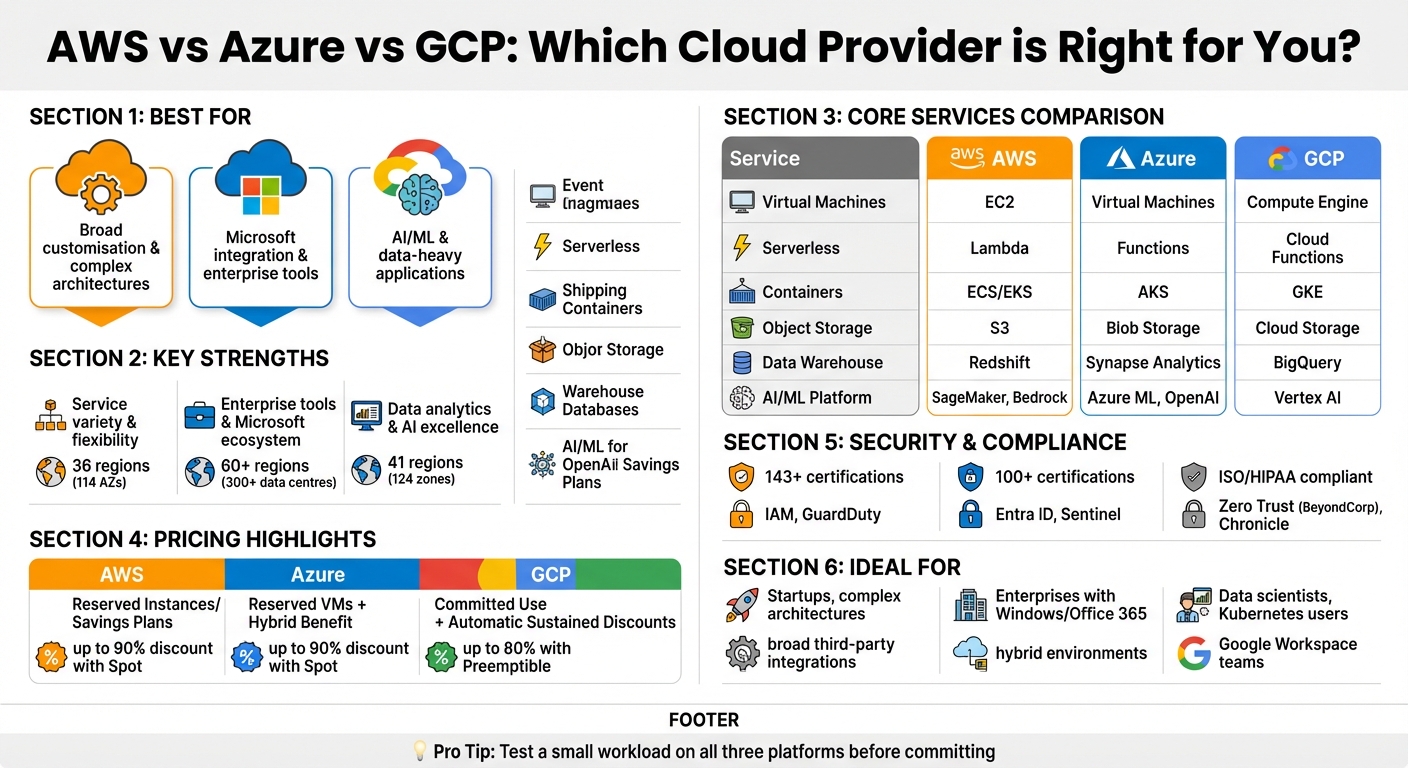 AWS vs Azure vs GCP: Complete Cloud Provider Comparison Chart